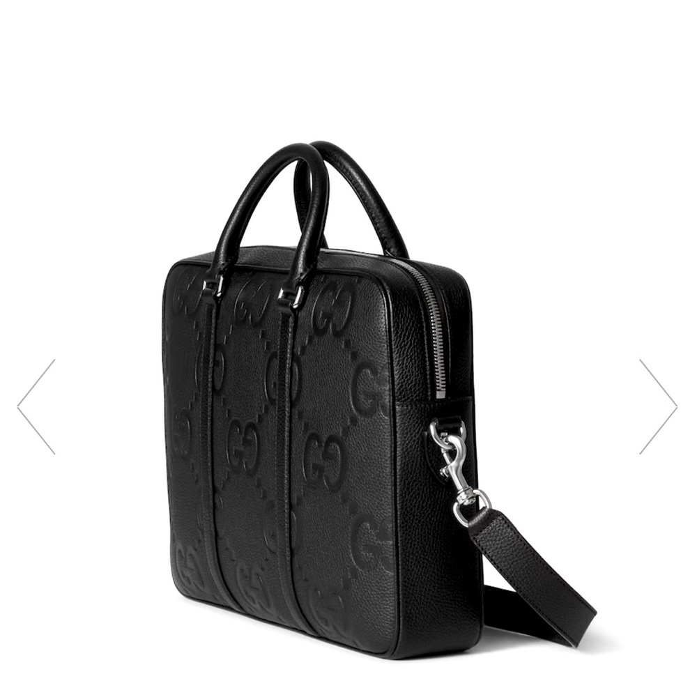 Gucci Embossed Black Leather Briefcase